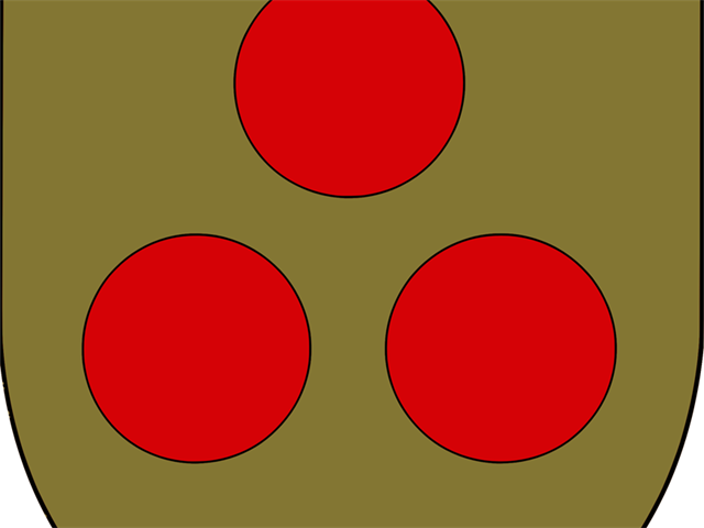 Wappen der rote Kugeln auf goldenen Grund